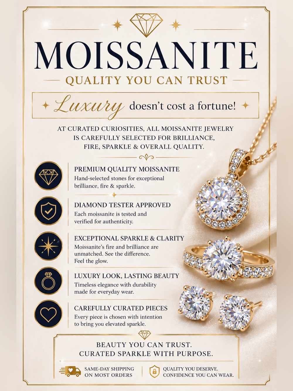 ✨Moissanite Quality | Premium Moissanite That Passes Diamond Testing ✨
